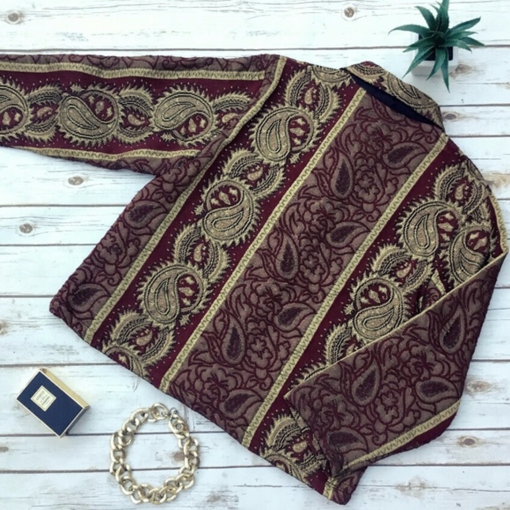 Red and Gold Art To Wear BOHO Jacket by Tantrums - Picture 2 of 8